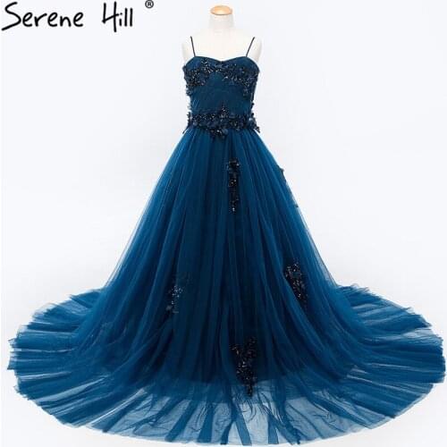 Baby Blue Photography Flower Girl Dresses Beading Appliques Sleeveless First Communion Dresses For Girls 2021 HTA0013