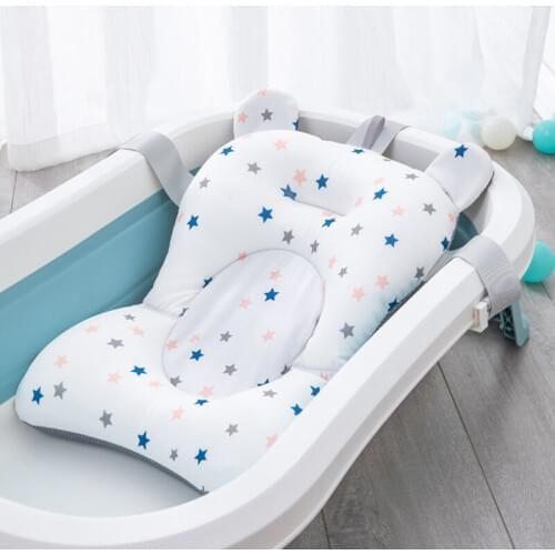 Newborn Bath Tub Seat Mat Shower Portable Bed Baby Shower Air Cushion Bed Non-Slip Bath Tub Net Mat Floating Pad Safety Seat