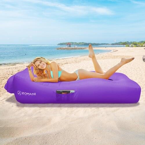 ZOMAKE Double Layer Inflatable Lounger Couch with Pillow, Anti-Air Leaking & Portable Air Sofa Hammock for Beach, Backyard, Camp