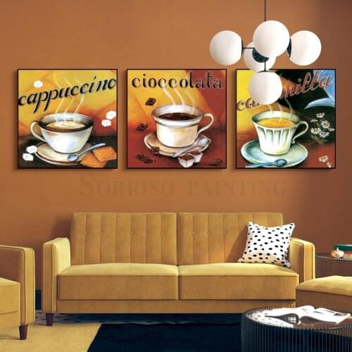 Europe Retro Coffee Cup Canvas Painting Restaurant Bar Wall Art Posters And Prints Pictures For Dining Room Home Kitchen Decor