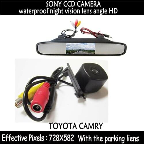 FUWAYDA for Toyota camry 2008 HD FOR SONY CCD Car Rear View Camera+4.3 inch Car rear Mirror Monitor LCD in rearview car camera