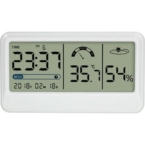 K1KA Indoor Hygrometer Thermometer Digital Temperature Humidity Gauge w/ Alarm & Time Large LCD Display Greehouse Garden