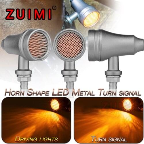 Harley retro prince car universal modification accessories round yellow light aluminum alloy horn with net light LED turn signal