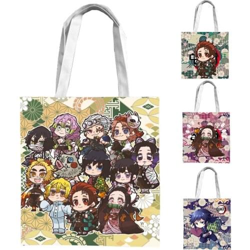 NEW Japan Demon Slayer Kimetsu no Yaiba Tanjirou Double sided printing Canvas Shopping Shoulder bag Handbag School bag