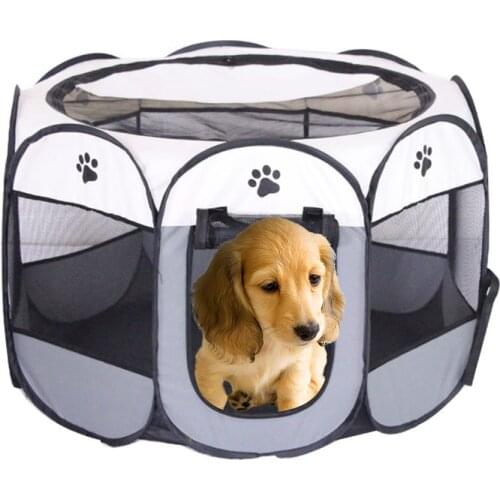 Wear-resistant Dog Tent Foldable Tear Resistance Dogs Pet House Pet Nest Portable Oxford Cloth Mesh Splicing Pet Houses