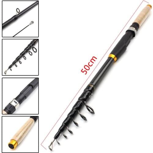 1.8m-3.6m Multifunction Portable fishing rod Carbon wooden handle Spinning Rod carp for Fresh Salt Water fishing fish pole