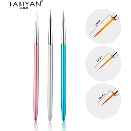 5/7/9mm Nail Art Brushes Liner Flower Pen For UV Gel Polish Painting Drawing Lines Stripe Metal Manicure DIY Tips Tool 3Pcs Set
