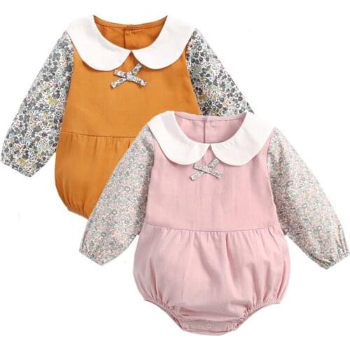 Twins Baby Clothes Baby Girl Vintage Floral Jumpsuit Clothing Newborn Clothes Bodysuit Kids Cotton Outfit