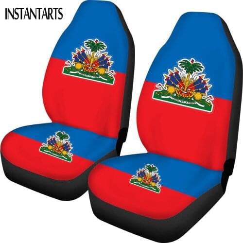INSTANTARTS Haiti Flag Print Set of 2 Car Seat Cover Comfortable Vehicle Seat Covers Anti-Slip Universal Car Front Seat Covers