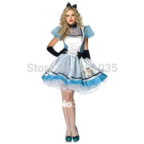 FREE SHIPPING zy422 alice in wonderland costume with headband.Adult Sexy Halloween Costume S,M,L,XL,2XL