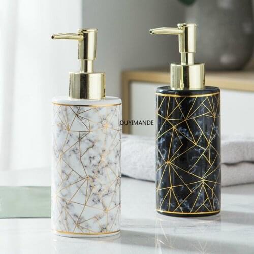 300ml Round Chinese Ceramic Soap Dispenser Shampoo Bottle Porcelain Hand Sanitizer Shampoo Dispenser Bathroom Accessories