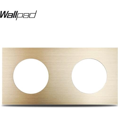 L6 DIY Double Panel Gold Brushed Aluminum For Wall Switch Socket UK EU Universal Metal Plate Free Combination, 172*86mm