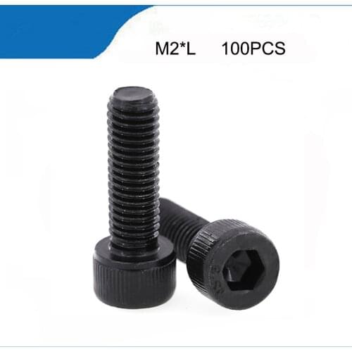 100Pcs M2 *3/4/5/6/7/8/9/10/12/14/15/16/18/20 DIN912 grade 12.9 Alloy Black Steel Hexagon Socket Head Cap Furniture Screws