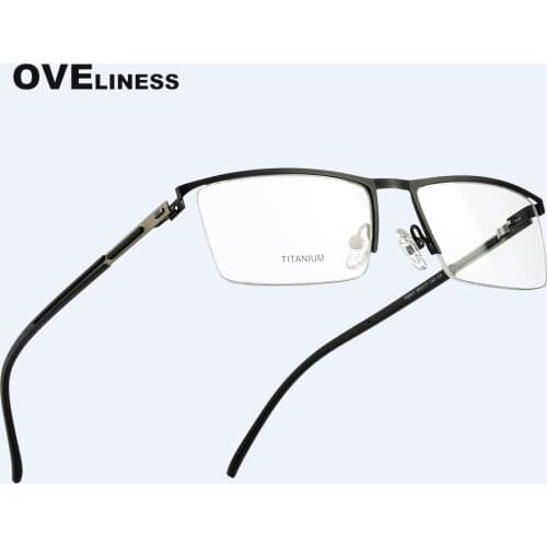 Titanium Alloy Prescription Glasses Frame for Men Half Square Eyeglasses Myopia Eye Glass Man Optical Screwless Eyewear Frames