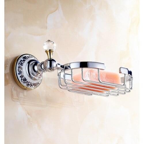 Soap Dishes Solid Brass Crystal Basket Modern Home Decor Gold Bathroom Accessories Box 6312