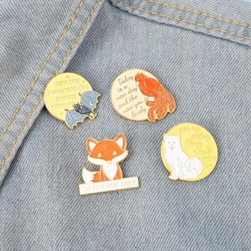 New Cartoon Cute Fox Bat Bird Dog Metal Lapel Brooch Fashion Creative Small Animal Badge Men And Women Lapel Pin Jewelry Gift