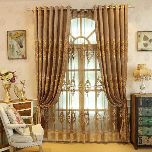 NEW Luxury European Curtains for Living Room Bedroom High-grade Custom Chenille Embroidery Sheer Customize Cloth Valance
