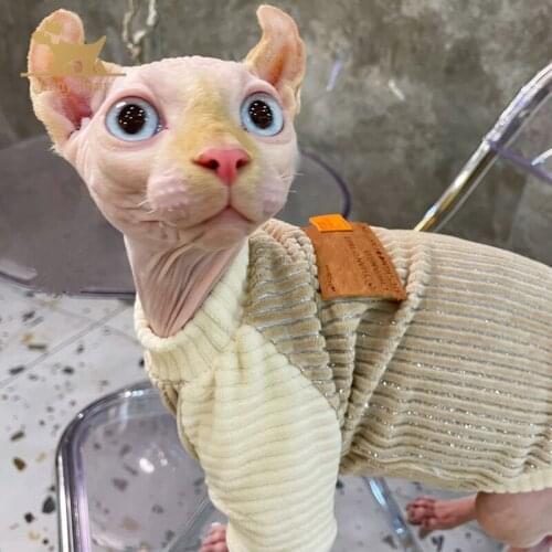 Sphynx Cat Clothes，Handmade Sphynx Cat Clothes Winter Warm Sweater Outfit, Fashion Round Collar For Sphinx Fairless Cat