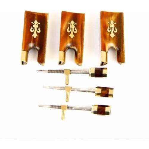 Wholesale Wholesale 10 Sets Top New 4/4 Violin Red Ox Horn Frog Copper Parts Fluer-de-lys Inlay
