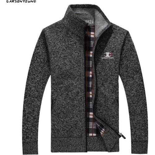 2021 Autumn Winter Mens Sweater Coat Faux Fur Wool Sweater Jackets Men Zipper Knitted Thick Coat Warm Casual Knitwear Cardigan