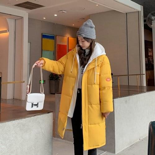 Fake Two-Piece Thick Coat Women Mid-Length Couple Girlfriends Down Cotton Jacket 2021 New Hooded Female Overcoat Winter Ladies