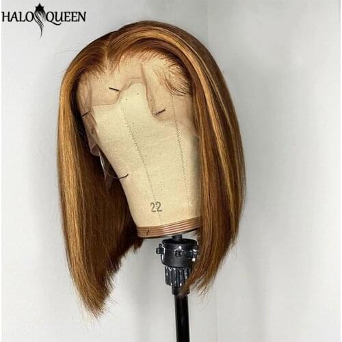 Highlight Wig Human Hair Bob Wigs Straight 13x4 Lace Front Human Hair Wigs 150% Brazilian Remy Colored Short Bob Closure Wig