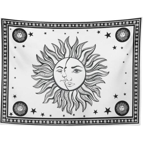 Personalized Tapestry Sun Moon Yin And Yang Smiley Living Room Bedroom Decoration Wall Hanging Outdoor Polyester Gift Blanket