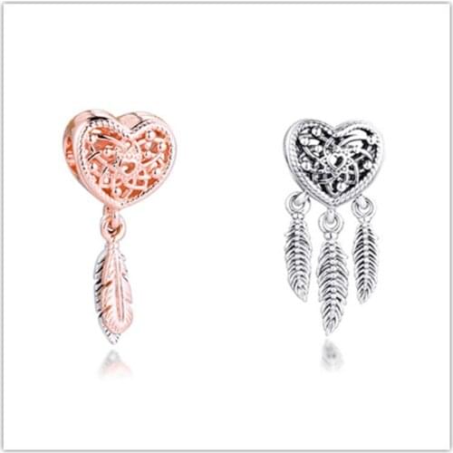 Feathers Dreamcatcher Charm for Bracelets 925 Sterling Silver Jewelry Charm Beads for Jewelry Making