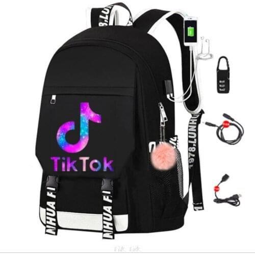 Brand Tik Tok Backpack Women Men School Bags for Teenage Boys USB Charge Back Pack Large Capacity Tik Tok Teen Bagpack