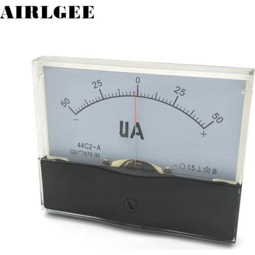 44C2 DC50-0-50uA Rectangle 1.5 Class Analog Panel Ammeter Gauge +-50uA Range