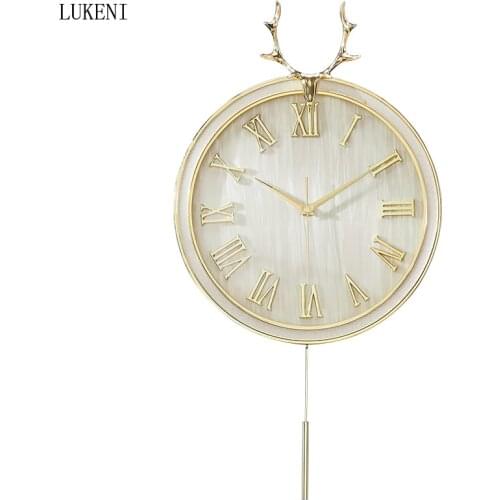 Light Luxury European Style French Deer Head Wall Clock Clock Mute Living Room Entrance Dining Room Wall Decoration Clock