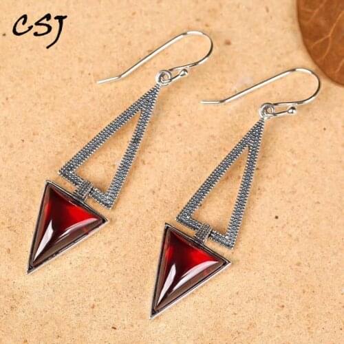 CSJ Vintage Created Quartz Sterling 925 Silver Earrings Thai Silver Fine Jewelry Women Femm Lady Wedding Party or mom gift box
