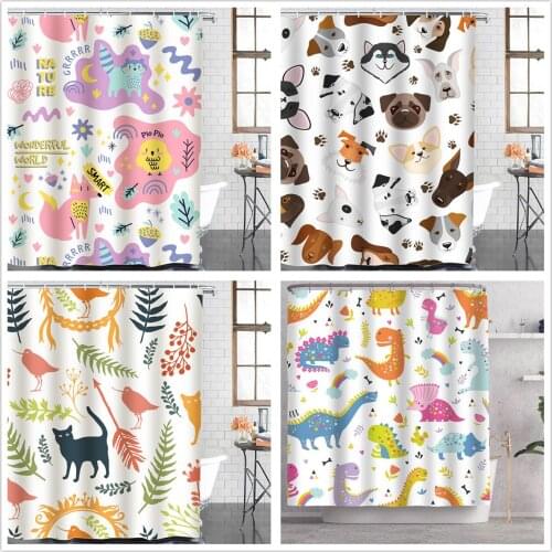 Cartoon Animal Waterproof Fabric Bathroom Curtain 3d Cat Shower Curtain Polyester Children Bath Hanging Curtains Home Decoration