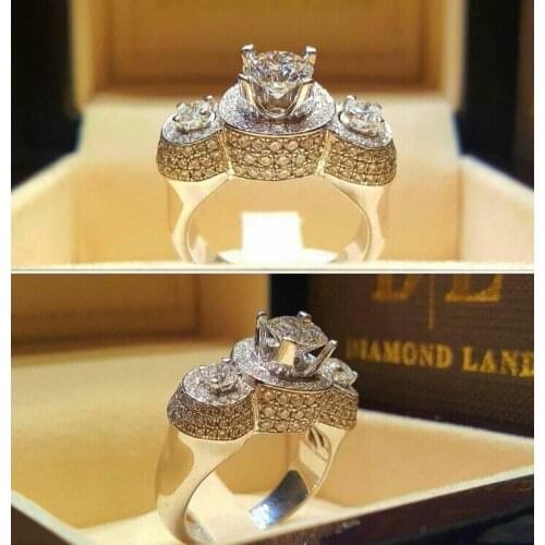 Ladies Fashion Three Crystal Round Wedding Rings Full of Zircon Rings Female Personality Engagement Party Jewelry Ring Gift