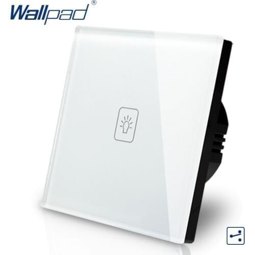 1 Gang 2 Way Intermediate Switch Wallpad Luxury White Crystal Glass Wall Switch Touch Switch 110-250V European Standard