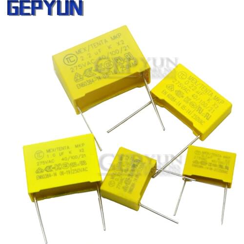 10pcs 275VAC capacitor X2 series 0.01UF ~ 2.2UF Polypropylene film capacitor New 10nf 100nf 150nf 200nf 680nf 470nf 1UF Gepyun