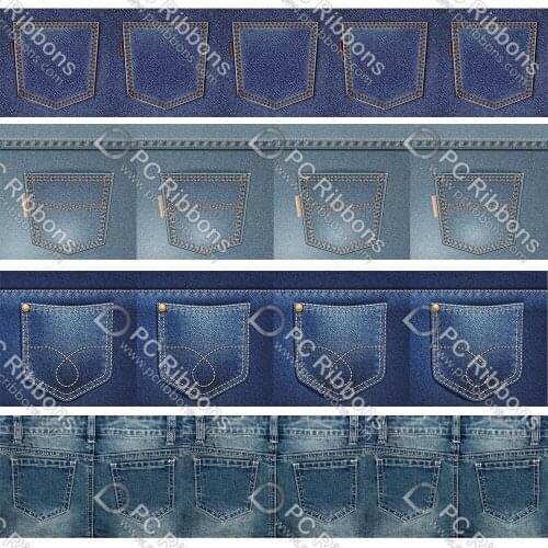 16-75MM Jeans Pocket Pattern Printed Grosgrain&Sati&Foe&Lanyard DIY Handmade Materials Christmas Wedding Gift Wrap Tape 50yards