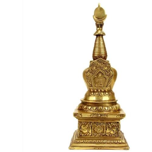 28cm Brass stupa Relic pagoda craft Decoration