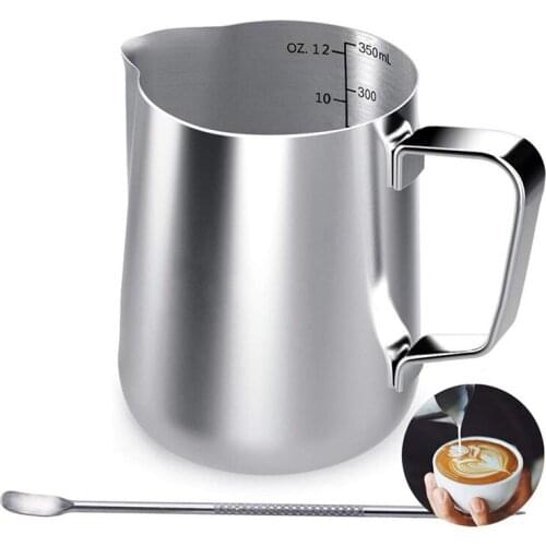 350 ml Stainless Steel Milk frothing jug Pitcher Barista Craft Coffee Latte Milk Frothing Jug Pitcher with Latte Art Pen