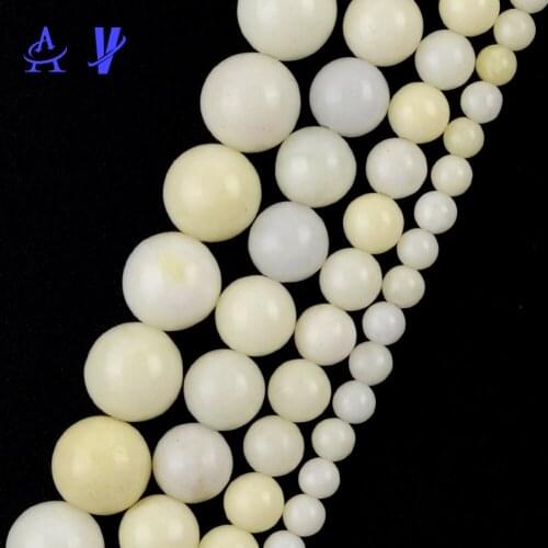 4mm-12mm Natural Ivory jades Stone Spacer Round Loose Beads for Needlework Jewelry Making Diy Bracelets Necklace 15inch