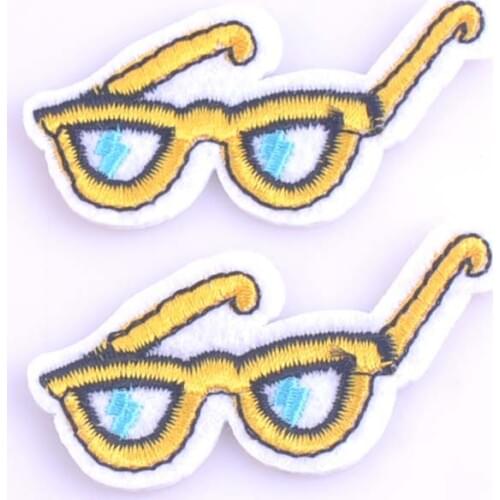 Hot sale 5PC fashion sun Glasse Iron On Embroidered Patch For Cloth Cartoon Badge Garment Appliques DIY Accessory3.6x6cm cp1090