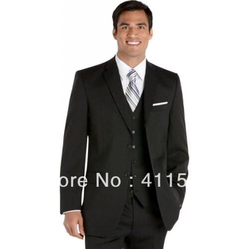FRee ShIpping/black stripes Groom wear Tuxedos Groomsmen Mens Wedding Suits/man Suit/custom dress vest