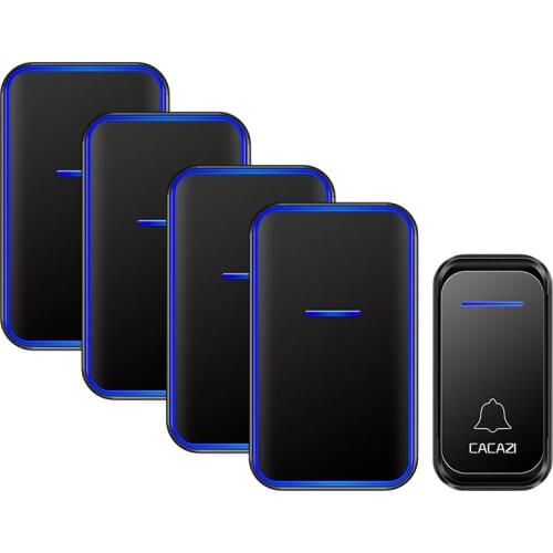 CACAZI Wireless Doorbell Waterproof 300M Remote 1 Button 4 Receiver US EU UK Smart House Calling Doorbell Bell Outdoor 220V