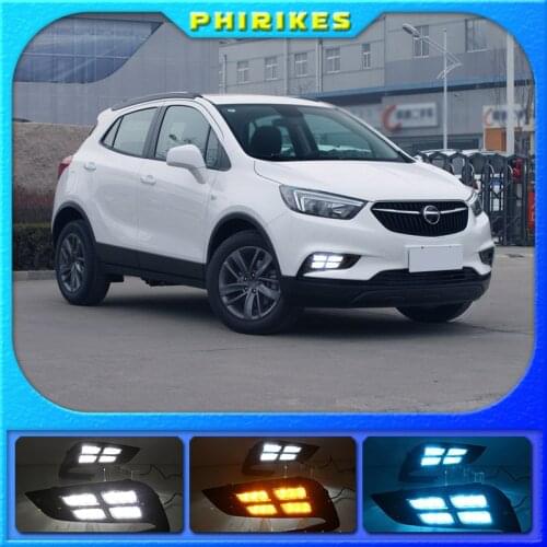 1 set For Buick Encore Opel Mokka 2017 2018 12V ABS LED DRL Daytime Running Lights Daylight With Turn Yellow Signal