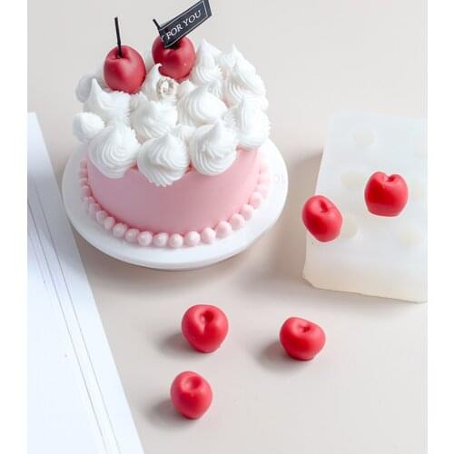 Cherry Candle Mold Baking Mold Cake Decorating Simulation Fruit Aromatherapy Candle Material 3D Silicone Mold for Candle Making