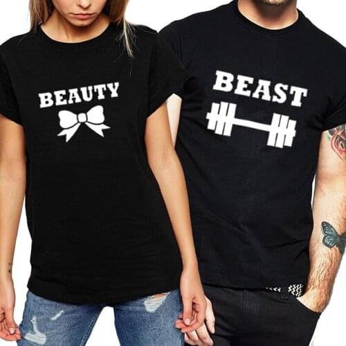 Letter Print Beast Beauty Customized Gifts T Shirt Women and Men Family Top Tee Loves T Shirt Fashion Summer Couple T-shirt
