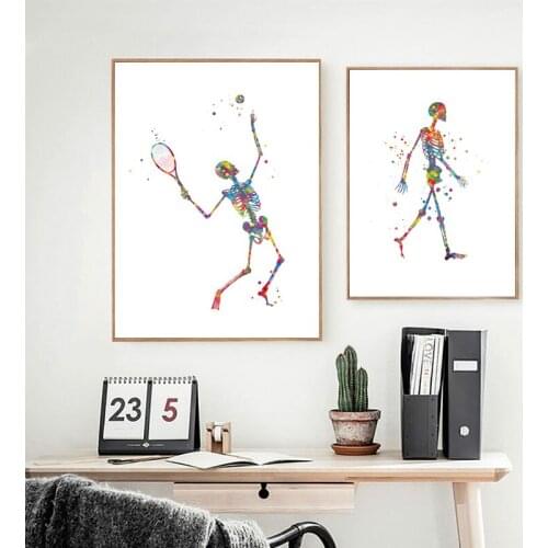 Canvas Painting Human Anatomy Poster Moving Skeleton Silhouette Art Prints Skeletal Bones Medical Art Fitness Decor Doctor Gift