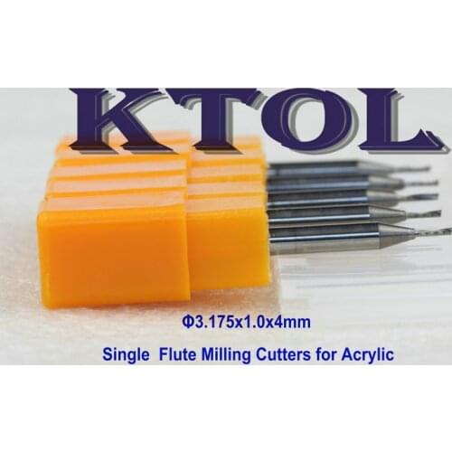 3.175x1.0mm Single Flute Tungsten Carbide End Mill Mini Router Bits Set Spiral CNC Cutting Tools 10pcs Micro Wood Acrylic Cutter