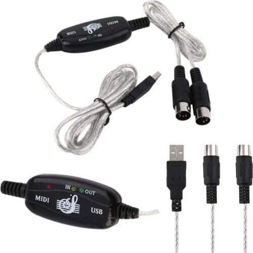 For Musical Instrument Accessories 1.8m USB IN-OUT MIDI Interface Cable Converter PC to Music Keyboard Adapter Cord