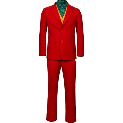 Joker Origin Movie Cosplay Joaquin Phoenix Arthur Fleck Costume The Joker Uniform Red Suit Halloween Men Outfit